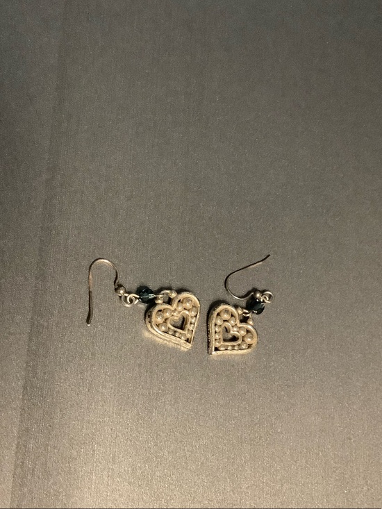 Brighton Jewelry - Brighton Silver Heart Filigree Earrings with Black Bead